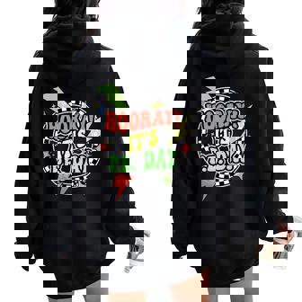 Retro Hooray Its Pe Day Pe Teacher Physical Education Women Oversized Hoodie Back Print - Thegiftio UK