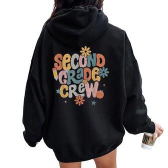 Retro Second Grade Crew Back To School 2Nd Grade Teacher Kid Women Oversized Hoodie Back Print - Thegiftio UK