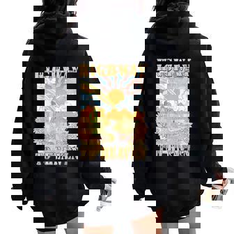 Retro Sunshine Highway To Heaven Love Like Jesus Christian Women Oversized Hoodie Back Print - Monsterry
