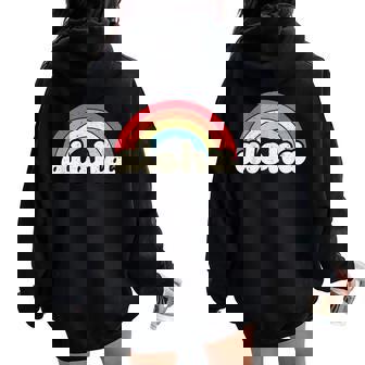 Retro Vintage Aloha Rainbow Hawaii Hawaiian Island Tropical Women Oversized Hoodie Back Print - Monsterry