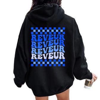 Reveur House Of Dreamers Blue Retro Groovy Social Reveur Women Oversized Hoodie Back Print - Thegiftio UK