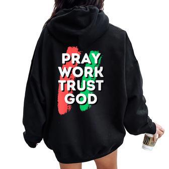 Reza Trabaja Confía En Dios Cuello Women Oversized Hoodie Back Print - Regaloses