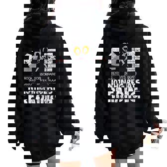 Rock Paper Scissor Reading Book Reading Teacher Bookworm Women Oversized Hoodie Back Print - Thegiftio UK