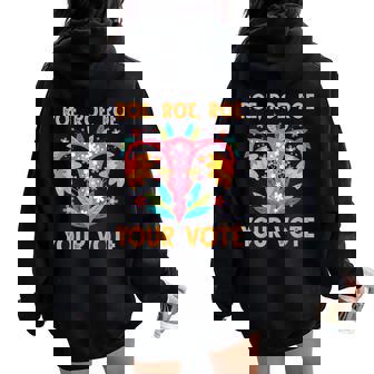 Roe Roe Roe Your Vote Floral Feminist Flowers Women Women Oversized Hoodie Back Print - Thegiftio UK
