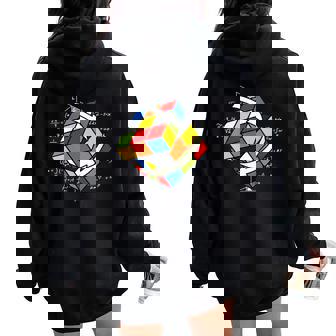 Rubik Cube Magic Cube Cube Rétro Rubiintage Nerd Sweat à capuche oversize pour femme avec imprimé dans le dos - Cadeauxyz