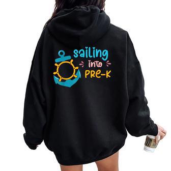 Sailing Into 1St Grade Back To School 2024 Kindergarten Women Oversized Hoodie Back Print - Thegiftio UK