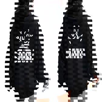 Sandra Queen Crown Nombre Personalizado De Cumpleaños 1 Ganador Women Oversized Hoodie Back Print - Regaloses