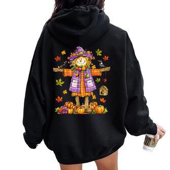 Scarecrow Autumn Fall Season Pumpkin Thanksgiving Halloween Women Oversized Hoodie Back Print - Thegiftio UK