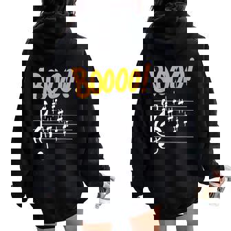 Scary Key Signature Boo Music Halloween Musician Teacher Women Oversized Hoodie Back Print - Seseable