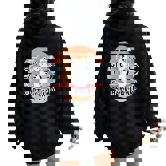 Señora Loca De Los Gatos Cuello Women Oversized Hoodie Back Print - Regaloses