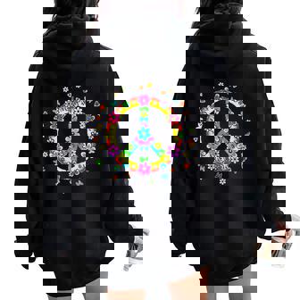 Signe De Paix Flower Power Hippie Symbole Liberté Amour Sweat à capuche oversize pour femme avec imprimé dans le dos - Cadeauxyz