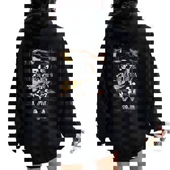 Skeleton Playing Guitar Moon Halloween Music Boys Womens Women Oversized Hoodie Back Print - Thegiftio UK