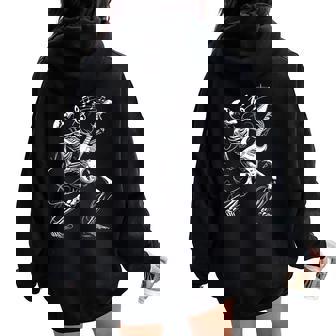 Skeleton Playing Guitar Music For Rock Band Women Oversized Hoodie Back Print | Seseable UK