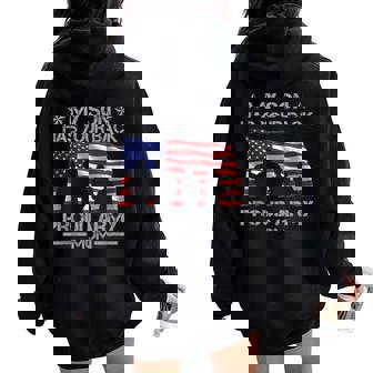 My Son Has Your Back Proud Army Mom Usa Flag Camouflage Women Oversized Hoodie Back Print - Monsterry