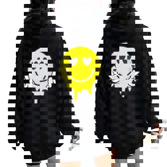 Sonrisa Amarilla Derretida Divertida Sonriente Derretida Cara Goteando Linda Cuello Women Oversized Hoodie Back Print - Regaloses