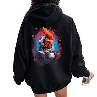 Space Chicken Astronaut Women Oversized Hoodie Back Print - Thegiftio UK