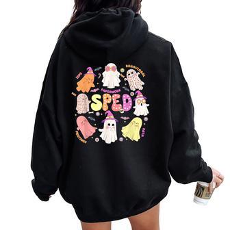 Sped Teacher Halloween Spooky Special Education Team Women Oversized Hoodie Back Print - Thegiftio UK