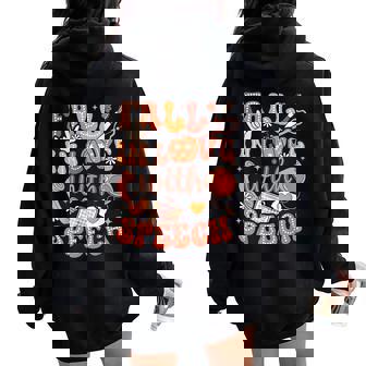 Speech Therapy Fall In Love With Speech Therapist Slp Autumn Women Oversized Hoodie Back Print | Mazezy