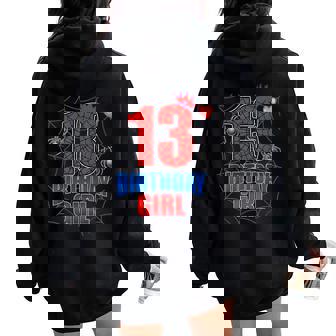 Spider Web Thirn 13 Years Old It's My 13Th Birthday Girl Women Oversized Hoodie Back Print - Thegiftio UK
