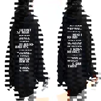 Stay Hungry Be Humble Be Hardest Worker Gym Motivational Women Oversized Hoodie Back Print - Monsterry
