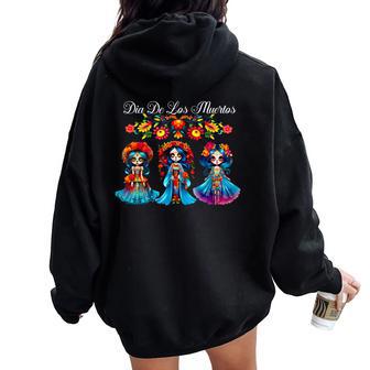 Sugar Skull Dia De Los Muertos Catrina Day Of The Dead Women Oversized Hoodie Back Print - Thegiftio UK