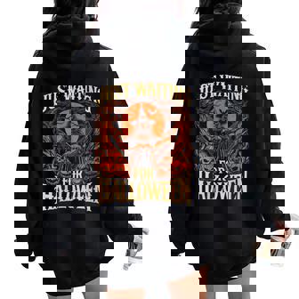 Summerween Halloween Summer Just Waiting For Halloween Women Oversized Hoodie Back Print - Seseable