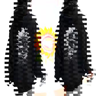 Sunflower Horror Sinister Sunflower Humor Flower Women Oversized Hoodie Back Print - Monsterry