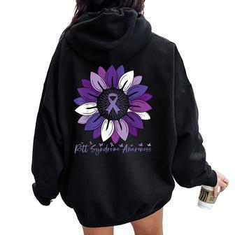 Sunflower Rett Syndrome Awareness Month Women Oversized Hoodie Back Print - Thegiftio UK