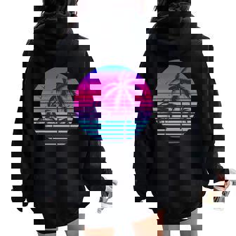 Sunset Cool Summer Vacation Beach Palm Tree Women Oversized Hoodie Back Print - Thegiftio UK