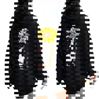 Sunshine Sunflower Duck Farm Animal Farming Life Farmer Women Oversized Hoodie Back Print - Monsterry