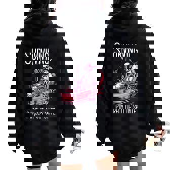 Surviving Purely Out Of Spite Skeleton Skull Sarcastic Women Oversized Hoodie Back Print - Thegiftio UK