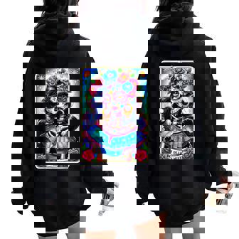 Tarot Card Dia De Los Muertos Woman Catrina Day Of The Dead Women Oversized Hoodie Back Print - Thegiftio UK