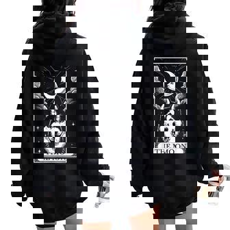 Tarot Card Vintage Crescent Moon Siberian Husky Dog Mom Women Oversized Hoodie Back Print - Monsterry