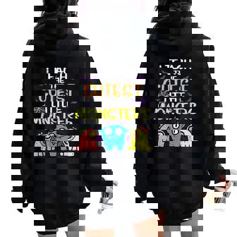 I Teach Cutest Little Monsters Halloween Teacher Women Women Oversized Hoodie Back Print - Thegiftio UK