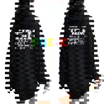 Team Pre-K Teacher Boy Girl Graduation Women Oversized Hoodie Back Print - Monsterry