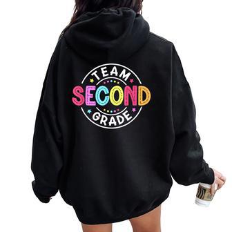 Team Second Grade Teacher Back To School 2Nd Grade Squad Kid Women Oversized Hoodie Back Print - Thegiftio UK