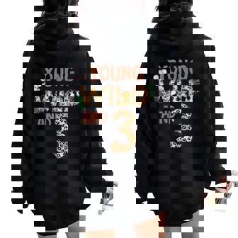 Tenue 3E Anniversaire Pour Fille Jeune Animaux Sauvages Et Trois Animaux De La Jungle Sweat à capuche oversize pour femme avec imprimé dans le dos - Cadeauxyz