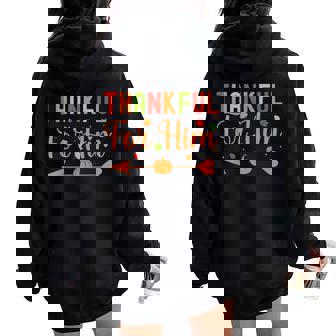 Thankful For Him Couples Fall Matching Couple Thanksgiving Women Oversized Hoodie Back Print - Thegiftio UK