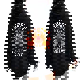 Thankful Grateful Blessed Turkey Happy Thanksgiving Women Women Oversized Hoodie Back Print - Thegiftio UK