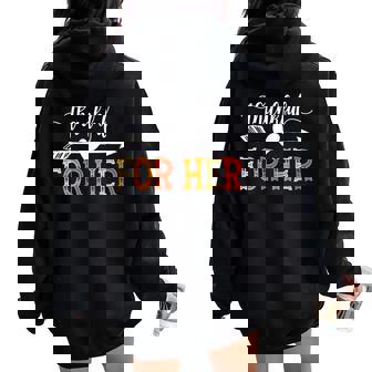 Thankful For Her Thanksgiving Matching Couple Women Women Oversized Hoodie Back Print - Thegiftio