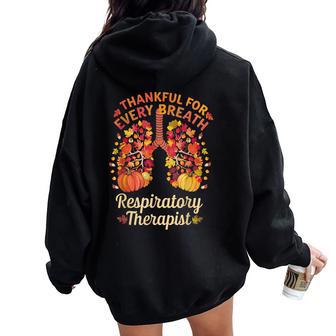 Thanksgiving Fall Lung Respiratory Therapist Turkey Ns Women Oversized Hoodie Back Print - Thegiftio UK