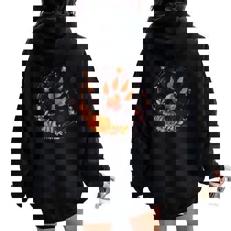 ThanksGiving Golden Leaves Pumpkin Wreath Men Women Young Women Oversized Hoodie Back Print - Monsterry