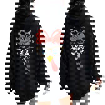 Thanksgiving Turkey Face Leopard Glasses Girls Women Oversized Hoodie Back Print - Thegiftio UK