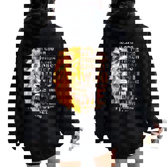I Can Do All Things Through Christ Jesus Lion Christian Women Oversized Hoodie Back Print - Seseable