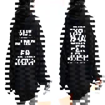 Trust No Man Fear No Bitch Divertente Dicendo Sarcastico Felpa con cappuccio oversize da donna con stampa posteriore - Novitaregali