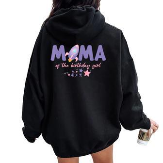 Two The Moon Mama Of The Birthday Girl Astronaut Family Women Oversized Hoodie Back Print - Thegiftio UK