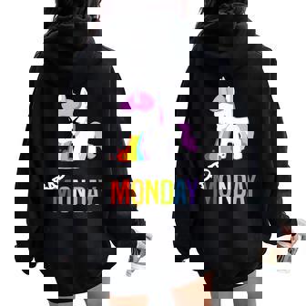 Unicorn Chrismas Bad Monday Emotions Women Oversized Hoodie Back Print - Monsterry