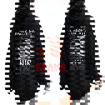 Union Member Wife American Flag Crane Operator Women Oversized Hoodie Back Print - Monsterry
