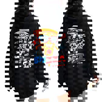 Usa Pizza Party 4Th Of July American Flag Sunglasses Women Oversized Hoodie Back Print - Monsterry