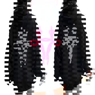 Uterus Middle Fingers Pro-Choice & Donne Femministe Felpa con cappuccio oversize da donna con stampa posteriore - Novitaregali